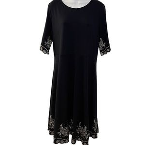 Miusol | Embroidered Navy Blue Dress